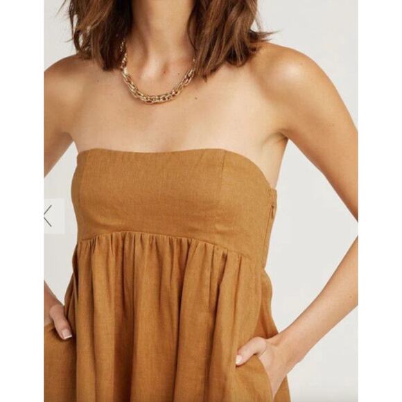 DISSH Gia Tangerine Linen Strapless Maxi Dress - Picture 2 of 7